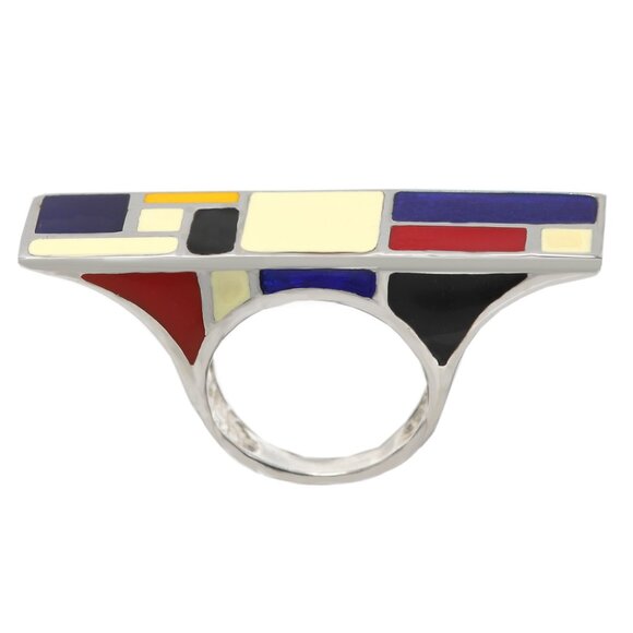 Art Ring Sterling Silver famous artist Enamel Inspired Artistic Ring